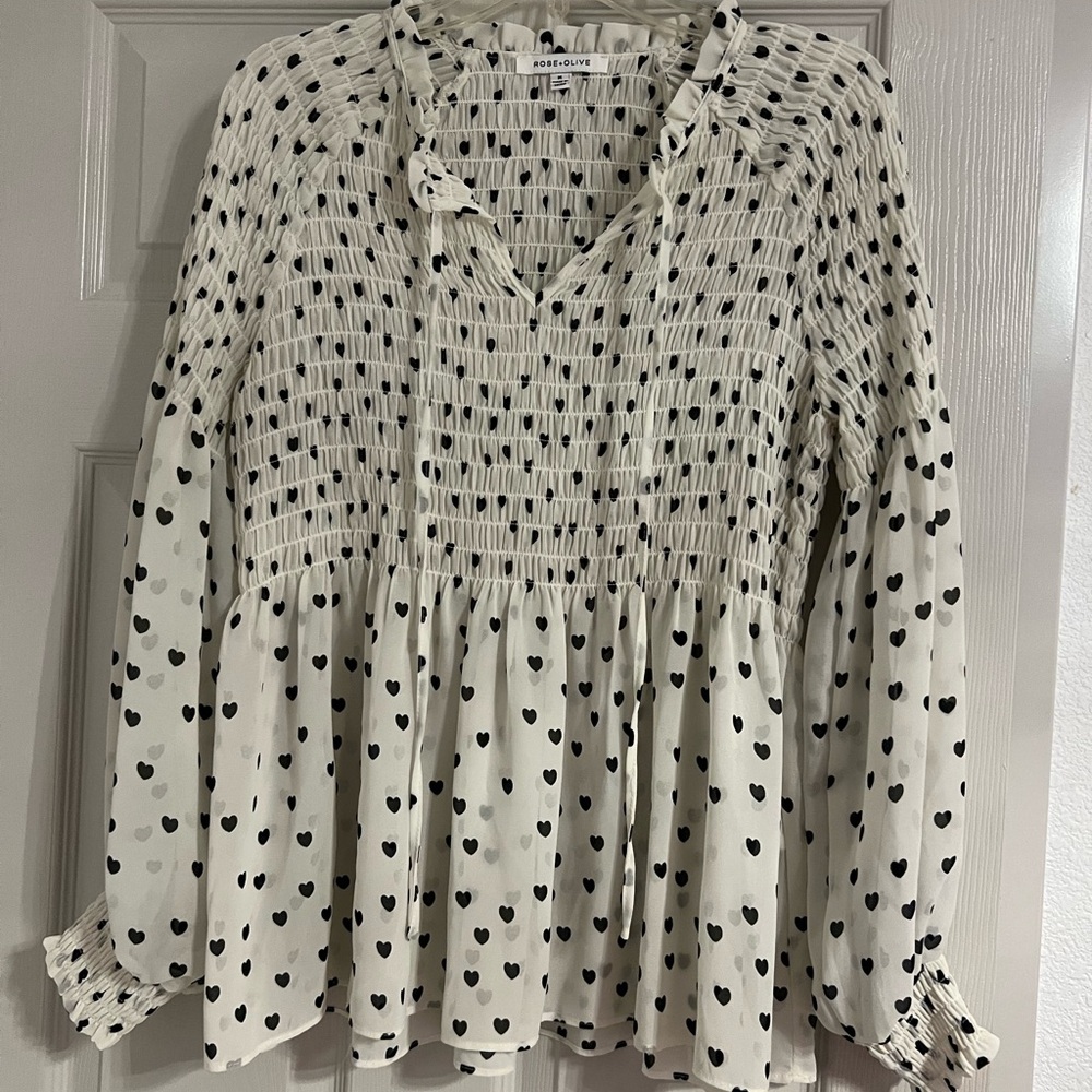 ROSE+OLIVE M size white and black blouse